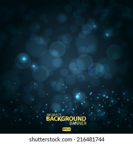 Lights on blue background bokeh effect.Vector EPS 10 illustration.