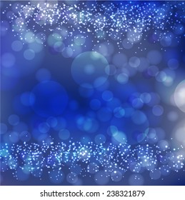 Lights on blue background bokeh effect.Vector EPS 10 illustration.