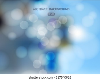 Lights on blue background bokeh effect.Vector EPS 10 illustration.