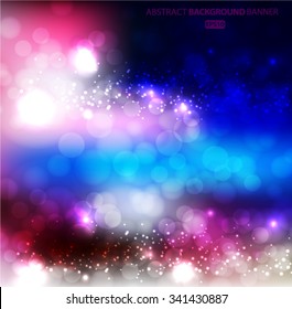 Lights on blue background bokeh effect.Vector EPS 10 illustration.