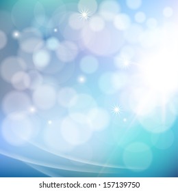 Lights on blue background. Christmas background. Vector background for presentation. 