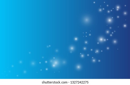 Lights on blue background. Magic concept. Vector white glitter wave abstract illustration. White star dust trail sparkling particles isolated