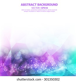 Lights on blue purple background bokeh effect.Vector EPS 10 illustration.
