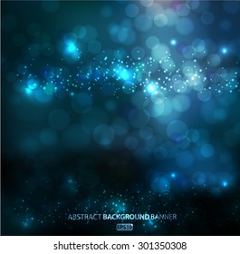 Lights on dark blue background bokeh effect.Vector EPS 10 illustration.