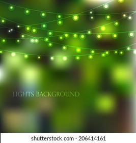 Lights on green background, vector illustration