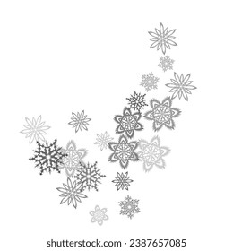 Lights on grey background.  Rectangular frame with small blue snowflakes layered around.
