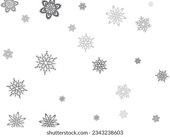 Lights on grey background. Unusual gradient snow flakes isolated flyer background.