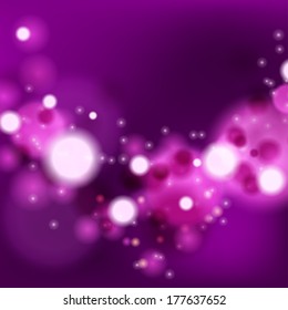 Lights on magenta background bokeh effect. Vector EPS 10