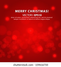 Lights on a red background bokeh effetst Christmas and New Year. Vector EPS 10 illustration.