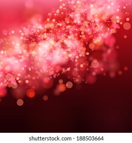 Lights on red background bokeh effect. Vector EPS 10