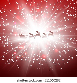 Lights on red background - Vector. Merry christmas!