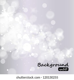 Lights on silver background - Vector illustration. Light silver abstract Christmas background with white snowflakes