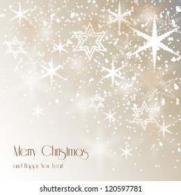 Lights on silver background - Vector illustration. Light silver abstract christmas background with white snowflakes