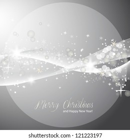 Lights on silver background - Vector illustration. Light silver abstract Christmas background