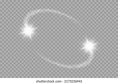 Lights on the transparent background cometa tail. vector illustration