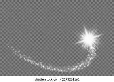 Lights on the transparent background cometa tail. vector illustration