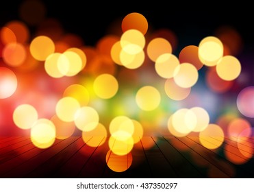 Lights on the wooden table