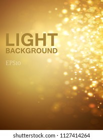 Lights on yellow background bokeh effect. Vector EPS 10