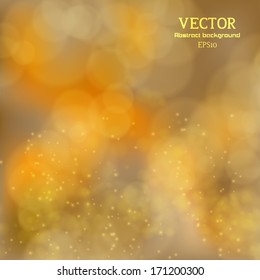 Lights on yellow background bokeh effect. Vector EPS 10