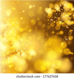 Lights on yellow background bokeh effect. Vector EPS 10