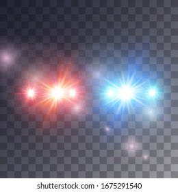 Lights siren effect isolated on dark background. vector illustration
