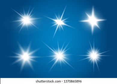 Lights sparkles isolated. Vector illustration of glowing lens flares and sparks.