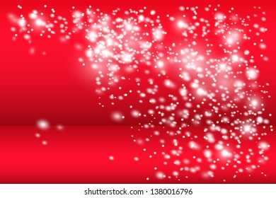 Lights sparkles isolated. Vector illustration of white glowing lens flares and sparks, red background.