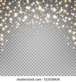 Lights and Sparkles on Transparent Background. Transparent Light Effects for Your Design. Vector Illustration.