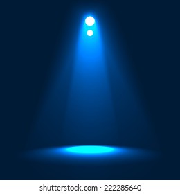 The Lights from the Spotlights Illuminating the Stage. Vector Background Illustration.
