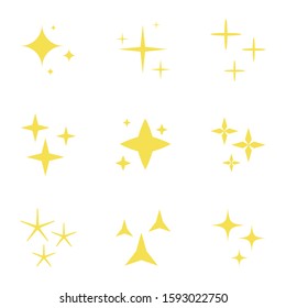 Lights stars set. Sparkles icons. Decoration twinkle, shiny flash