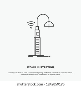 lights, street, wifi, smart, technology Icon. Line vector gray symbol for UI and UX, website or mobile application