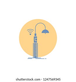 lights, street, wifi, smart, technology Glyph Icon.