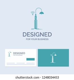 lights, street, wifi, smart, technology Business Logo Glyph Icon Symbol for your business. Turquoise Business Cards with Brand logo template.