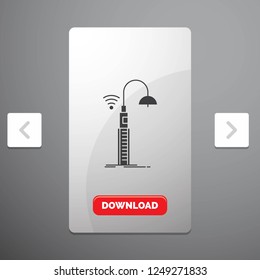 lights, street, wifi, smart, technology Glyph Icon in Carousal Pagination Slider Design & Red Download Button