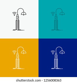 lights, street, wifi, smart, technology Icon Over Various Background. Line style design, designed for web and app. Eps 10 vector illustration