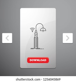 lights, street, wifi, smart, technology Line Icon in Carousal Pagination Slider Design & Red Download Button