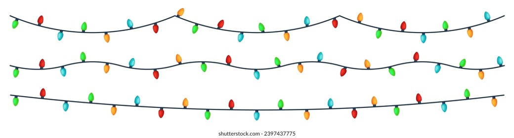 Lights string set. Flat style. Vector illustration.