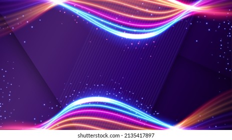 Lights Trail Background, Elegant Violet Line Crossing. Widescreen Vector Illustration