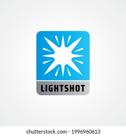 Lightshot Logo Design Concept for Lighting Professional Company, Laser Art Show, Multimedia Event, Technology, Power and Energy or etc. Blue, White and Silver Color