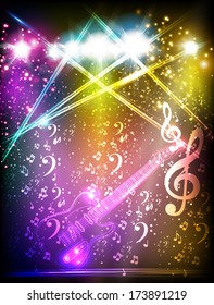 Lightstage and guitar and note, easy all editable