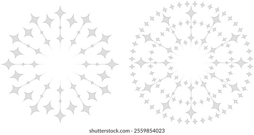 Light-themed design, frame, silver-like.illustration abstracting the image of shining stars.