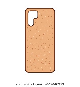 desenho animado caso de telefone de cortiça leve. natural elegante, protetor único, vegan orgânico leve cortiça caso sinal. isolado símbolo vetor ilustração