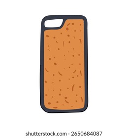 lightweight cork phone case cartoon. natural stylish, protective unique, vegan organic lightweight cork phone case sign. isolated symbol vector illustration