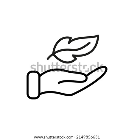 Lightweight Feather on Hand Line Icon. Soft Delicate Sensitive Plumelet Linear Pictogram. Light Weight Outline Symbol. Easy Smooth Feather. Editable Stroke. Isolated Vector Illustration.