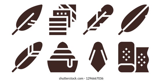  lightweight icon set. 8 filled lightweight icons. Simple modern icons about  - Feather, Frozen, Fabric, Silk