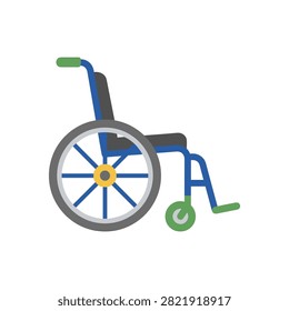 Lightweight Manual Wheelchair Side View Flat Icon for Hospital Patient Transportation