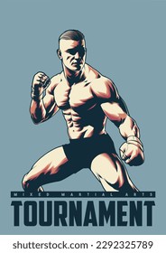 Lightweight MMA Fighter Drawing for Poster Design and Illustration