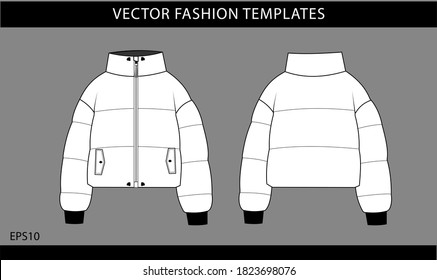 Lightweight Puffer Jacket. Winter Jacket Isolated. Technical Vector Sketch. 