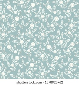 Lightweight seamless floral simple pattern, beautiful, fashionable turquoise background