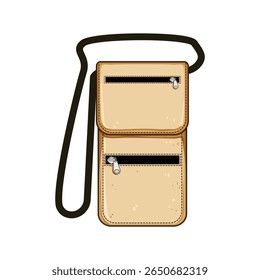 desenho animado leve bolsa pescoço viagem. impermeável ajustável, alça escondida, antifurto compacto leve viagem pescoço bolsa sinal.